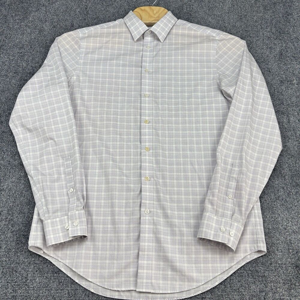 Calvin Klein Infinite Wrinkle Free Slim Tall Plaid Shirt Men's L 16.5 36/37